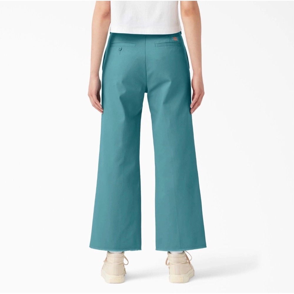 Dickies Women's Twill Cropped Ankle Pants Teal Blue High Rise Wide Leg size 16R - Picture 2 of 8